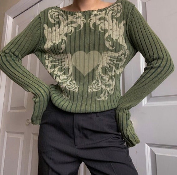 y2k green sweater