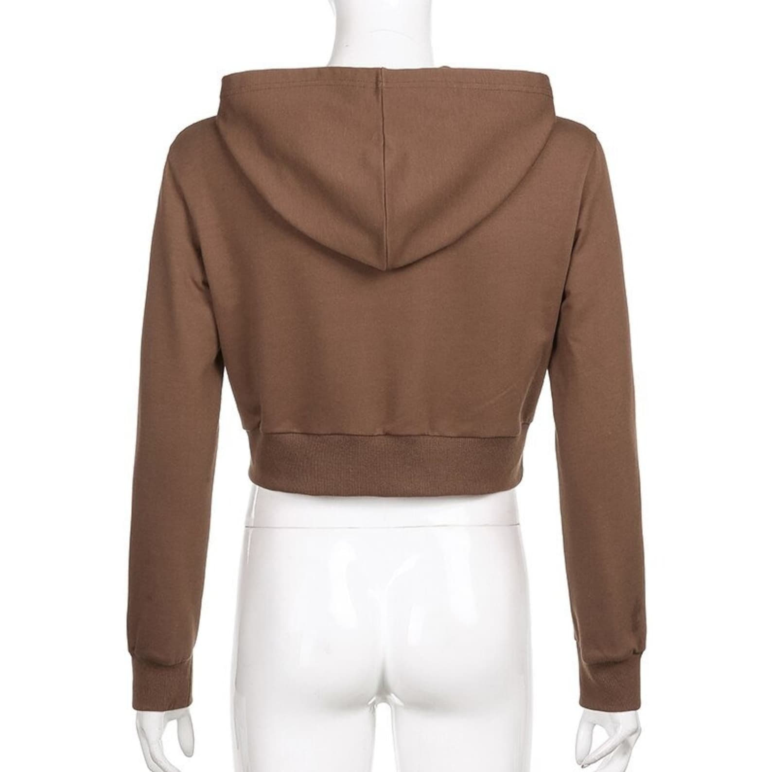 Hoodies Brown Crop Top Long Sleeve Y2K Sexy Swearshirts Zip up | Etsy