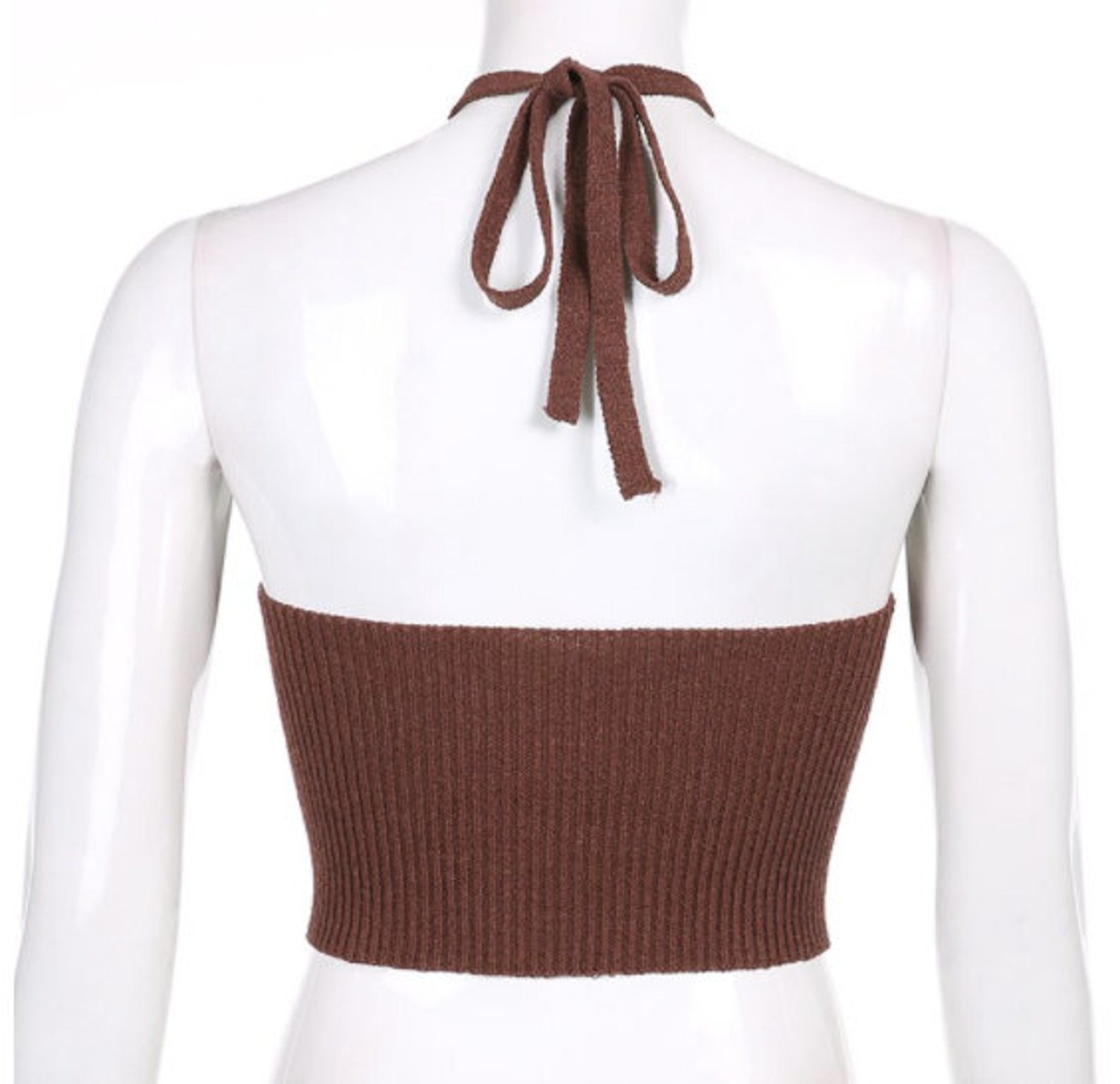 Brown Knitted Crop Top Y2K Vintage Clothing Brown Bandage Top Etsy