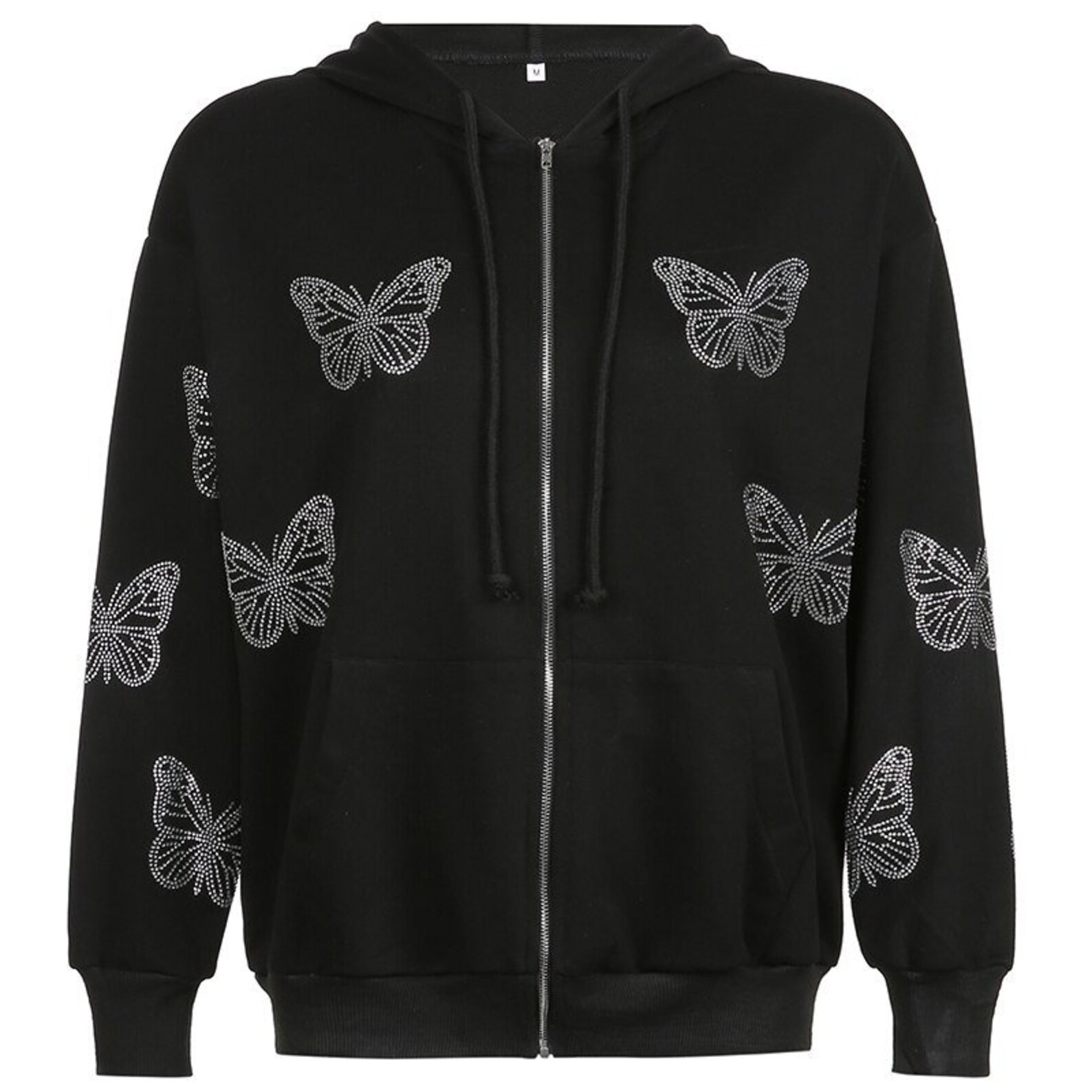 Hoodies White and Black Oversized Butterfly Hoodie Y2K Zip up | Etsy