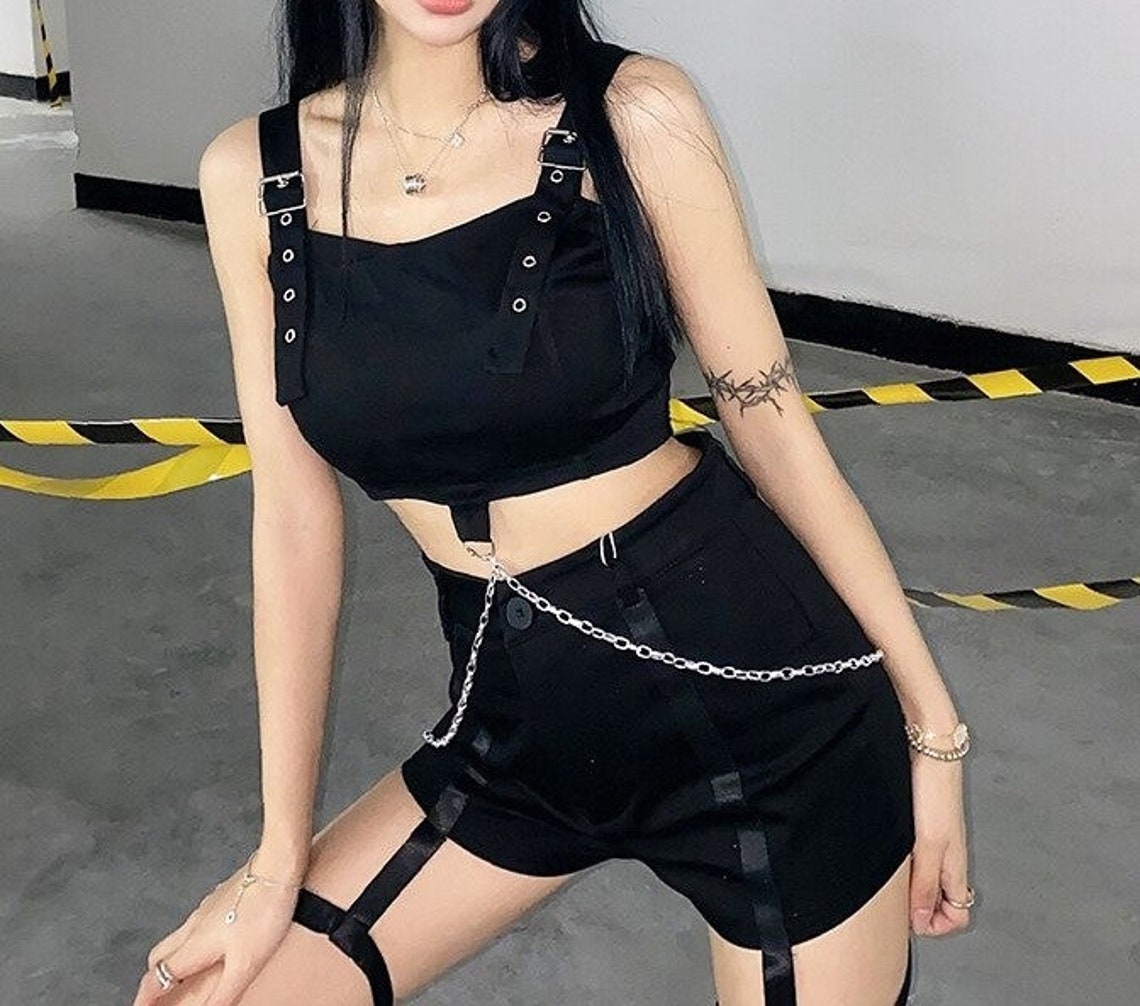 Gothic Crop Top Chain Rave Dark Academia Y2K Casual Gifts | Etsy