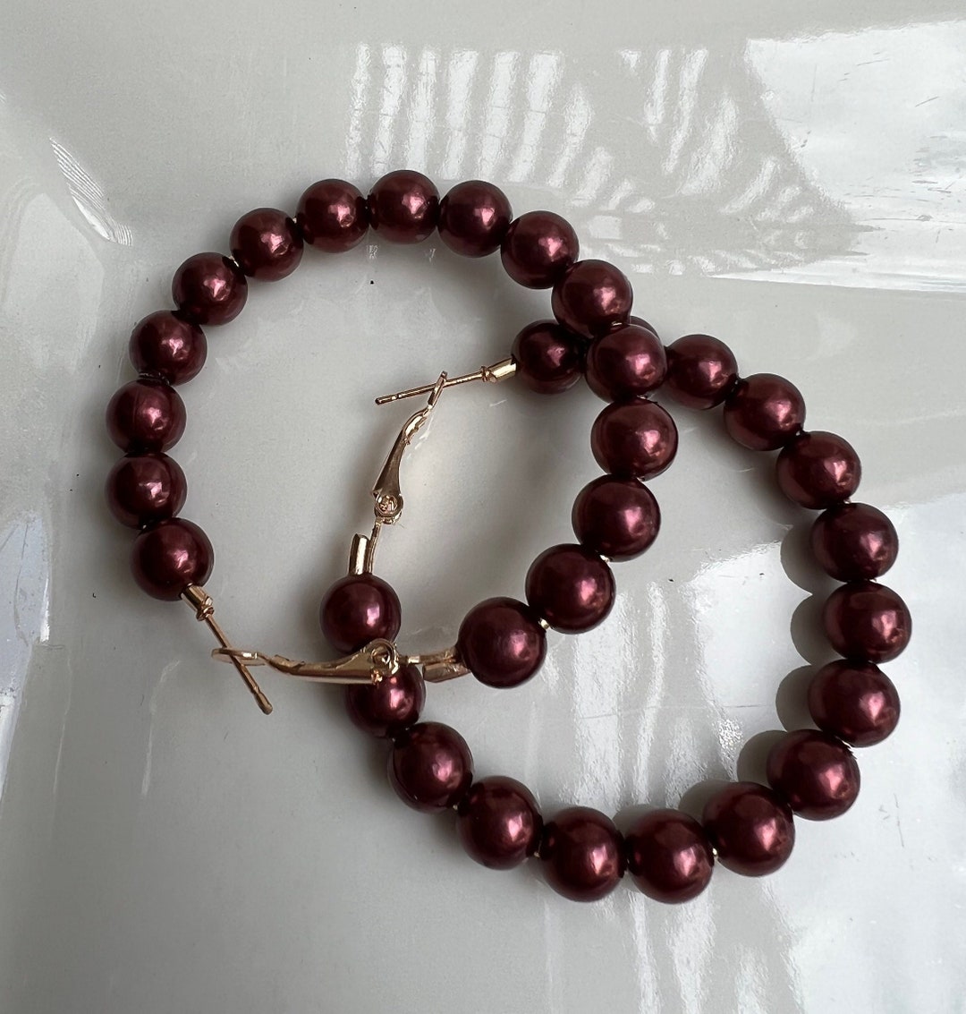 Chocolate Brown Pearl Earrings, Lightweight Earrings, Chocolate Brown