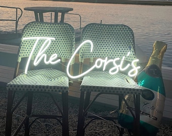 Custom Last Name LED Neon Sign, Wedding Reception Decor, Handmade Acrylic Backdrop