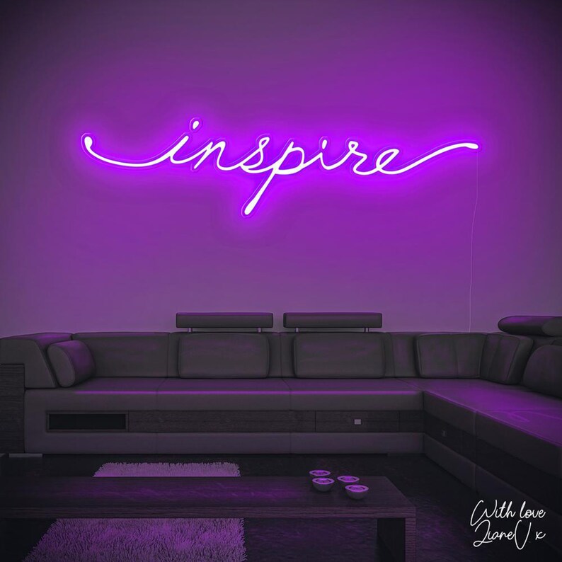 Custom Neon Sign Inspire Neon Sign Light Office Living Room Etsy