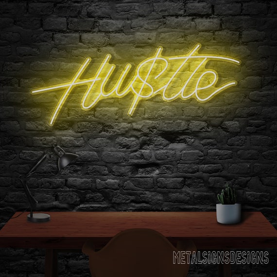 Appneon Hustle - Insegna al neon a LED per decorazione da parete, luce al neon in camera da letto, ufficio, sala palestra, regali decorativi per grotte dell'uomo, luci al neon per decorazione