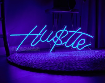 HUSTLE Neon Sign, LED Wall Decor, Custom Light