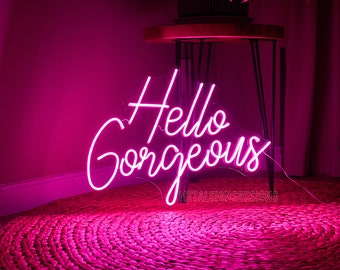 Hello Gorgeous Neon Sign Led Light, Custom Neon Sign, Decoration Hand Crafted Wall Hangings Wall Decor, Housewarming Gift, Birthday Gift