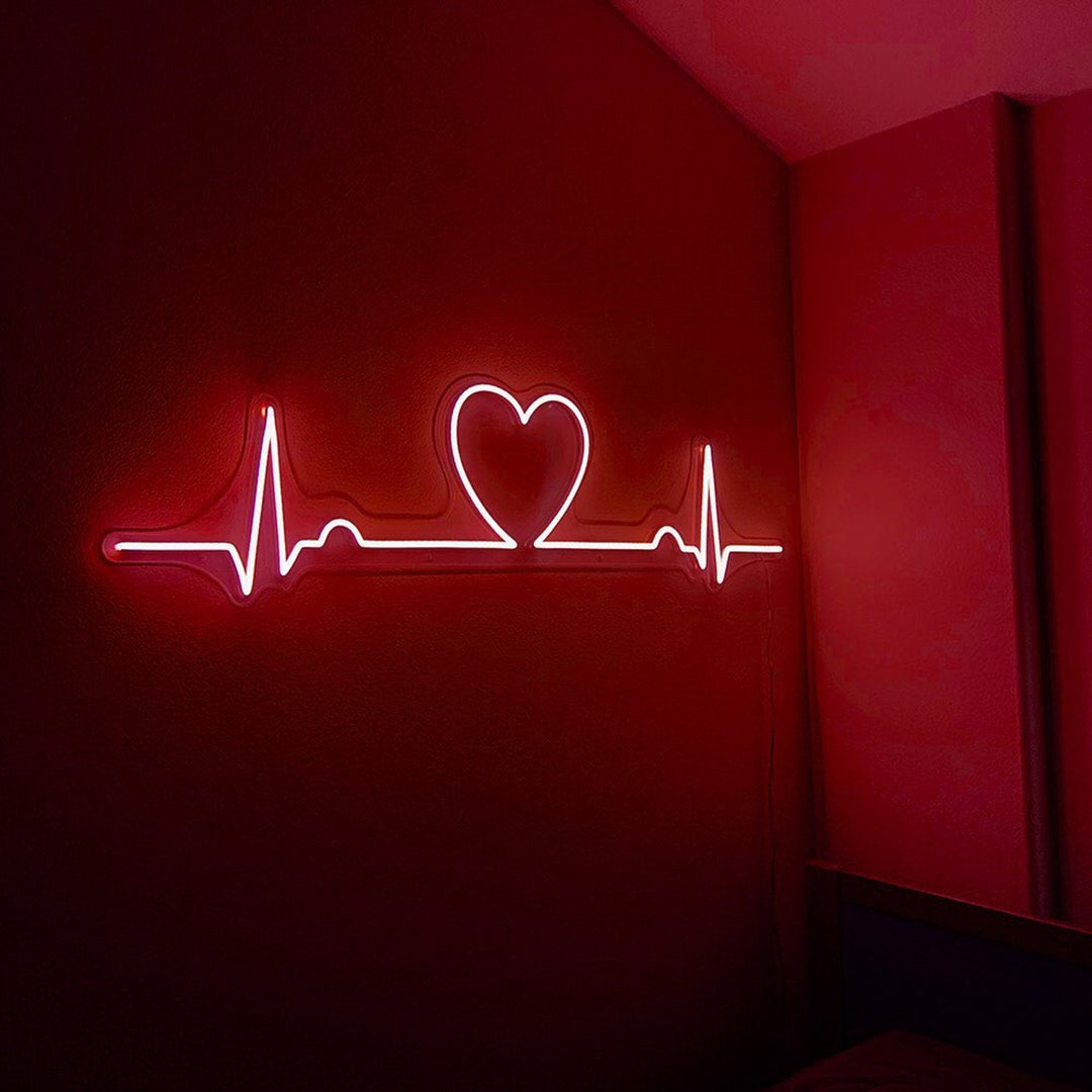  Custom Heartbeat Heart Beating Neon Sign,Acrylic Handmade 12V  Visual Art Wall Lights with Dimmable Switch for Man Cave Pub Bar Wall Decor  (Color : Pink, Size : 60X18cm) : Tools 