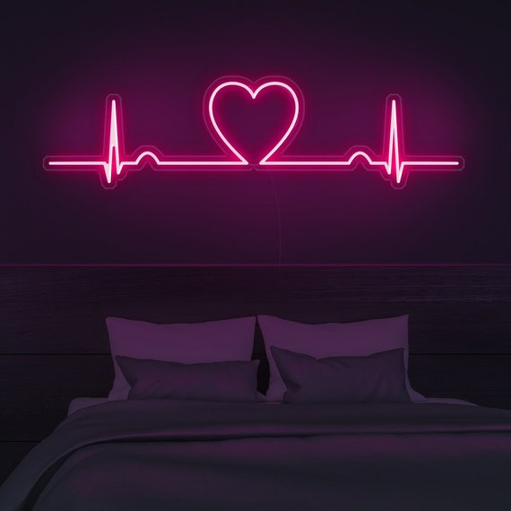 32x9.9 Heartbeat Heart ECG White Flex LED Neon Sign Light Party Décor  Artwork