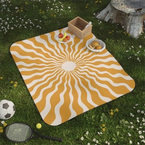 Picnic Blanket - Boho Gold Sunny - Weatherproof Blanket - Waterproof Blanket - Festival Blanket - Coachella Blanket