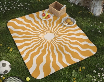 Picnic Blanket - Boho Gold Sunny - Weatherproof Blanket - Waterproof Blanket - Festival Blanket - Coachella Blanket