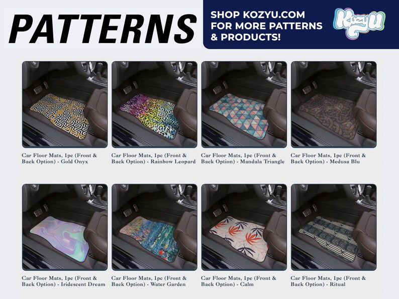 Boho Gold Sun Car Floor Mats, Front & Back Options image 5