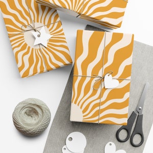 Boho Gold Sun Wrapping Paper - Minimalist Gift Wrap