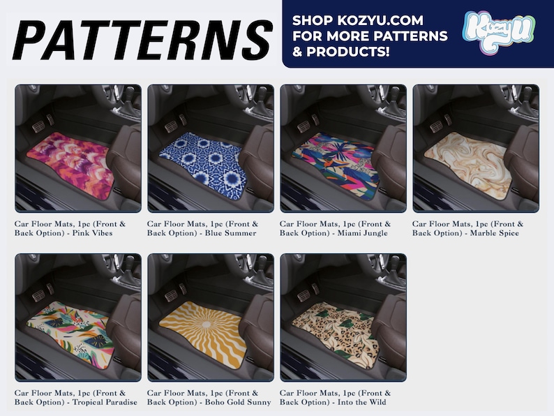 Boho Gold Sun Car Floor Mats, Front & Back Options image 2
