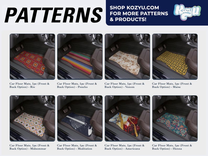 Boho Gold Sun Car Floor Mats, Front & Back Options image 6