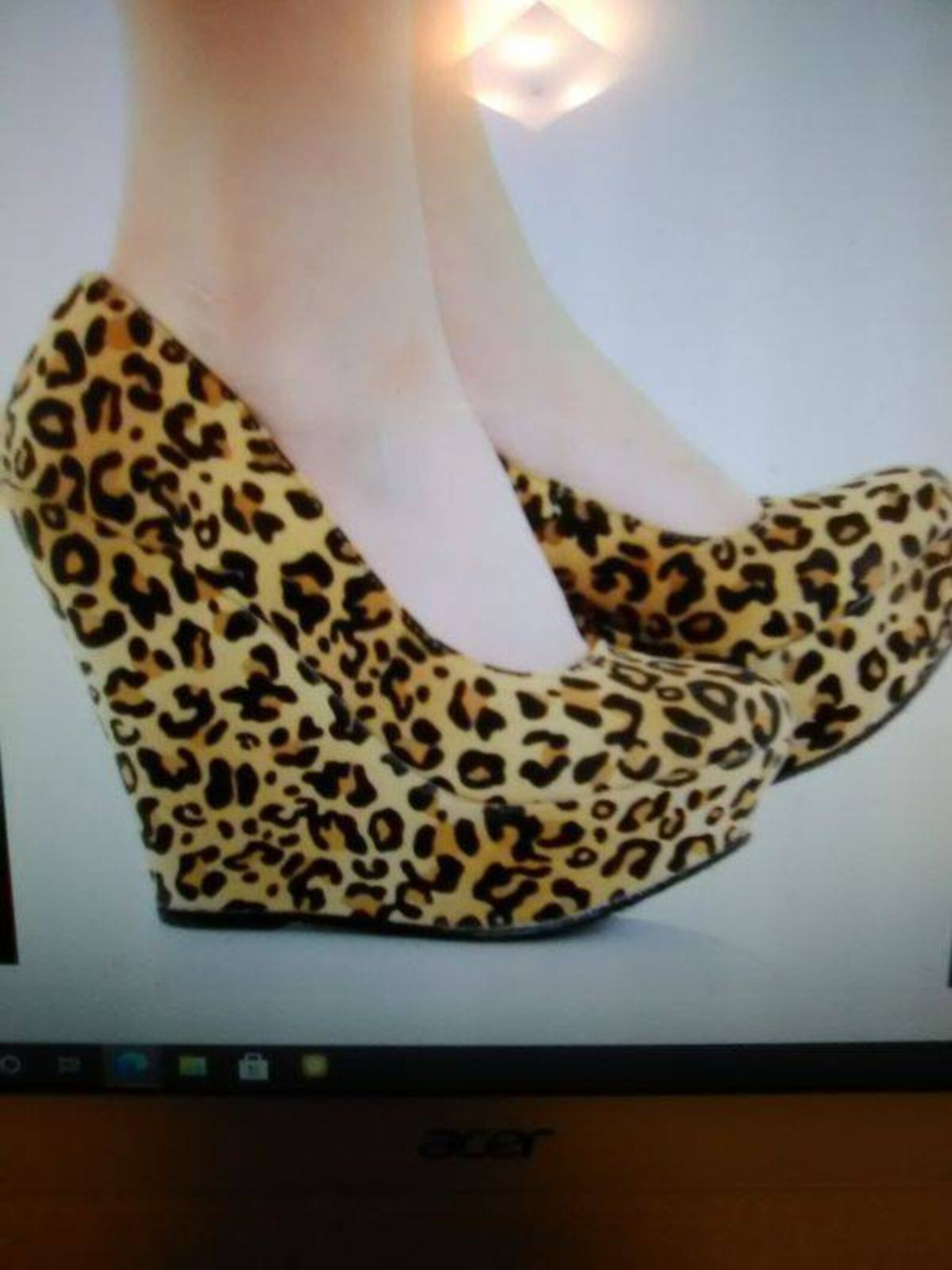 Delicacy Trendy37 Leopard Slip On Platform Wedge Pump