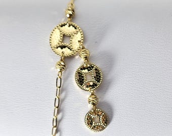 18K Solid Gold Coin Style Bracelet
