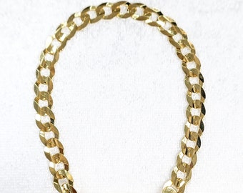 B2078 14k-Yellow Gold-Au585-Bracelt-Cuban Style chain-L7in5,W6mm0
