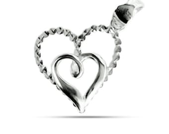 12P- Platinum950 Pendant- Heart Diamond cut shine- Height 15mm-Width 14mm-
