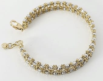 18K Multicolor Gold Italian Bracelet – Adjustable Elegant Gold Jewelry