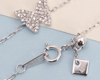 B23u - Diamond Butterfly - Adjustable - 18K White Gold