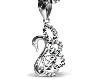 18P- Platinum950 Pendant- Swan Bright Diamond cut-Height17mm- Width8mm- Weight 1,9gram-Italy