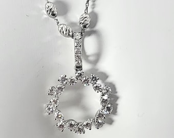 1.2 Ct Diamond Circle Pendant in 18K White Gold – Elegant & Timeless Design (Chain Not Included)
