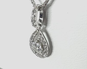 Elegant 18K White Gold Raindrop Diamond Pendant (Chain Not Included)