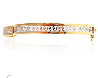 B2104 - Oriental Dual Color Bangle - 14K Gold