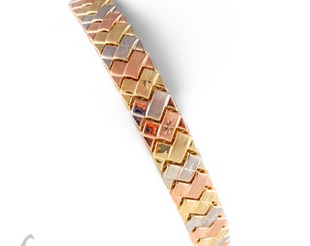 B2121 - Tri-Color Braid Rope Bracelet - 14K Gold