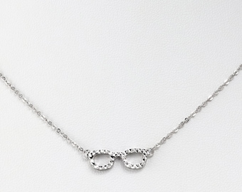 111N-Necklace + Pendant-Platinum- Friendly Glasses and Cable Style Anchor Chain- Length chain Adjustable up to18inches- Weight 3 gram73