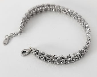 18K White Gold Italian Bracelet – Adjustable 6.5” to 7.5”