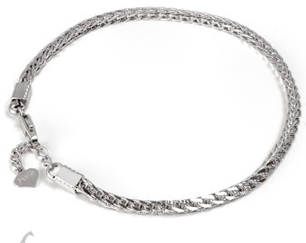 36B-Price 1,799.oo- Length Adjustable up to 8,5 Inhches-Bracelet Platinum  Pt950 Genuine- Wheat Style Bangle-Weigth 12gram82