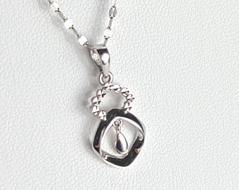 34P- Platinum950 Genuine  Pendant - Double Diamond Square Pendant-Height25mm- Width 10mm- Thickness2mm-Weight1.93gram