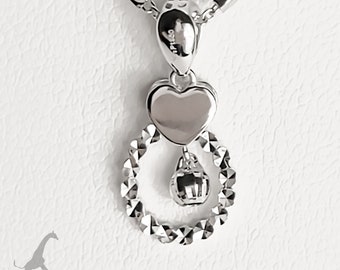 37P- Platinum950 Genuine - Heart Circle Bright Pendant - Width 14mm - Height 22mm - Thickness2mm - Weight1.56gram- Pt950 Solid
