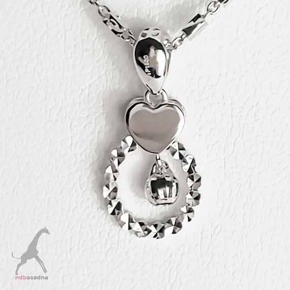 37P Platinum950 Genuine Heart Circle Bright Pendant Width 14mm 