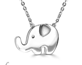N2078- Set Including Necklace and Pendant-Pt950- Friendly Elephant and Cable Style Chain- Length Adjustable up to18inches- Weight 5.15 gram