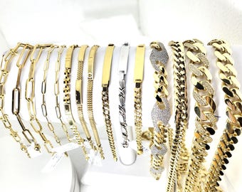 Bold & Luxurious Real Gold-Tone Necklaces and Bracelets, Statement Chain Jewelry for Men and Women