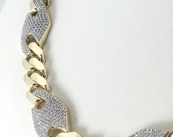 14K Hollow Gold & CZ Iced-Out Cuban Link Necklace – 18" | 38.31g