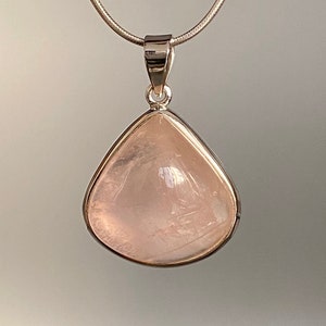 Rose Quartz Sterling Silver Pendant, Handmade Sterling Silver Pendant, Natural Rose Quartz Pendant, Rose Quarts Crystal Pendant