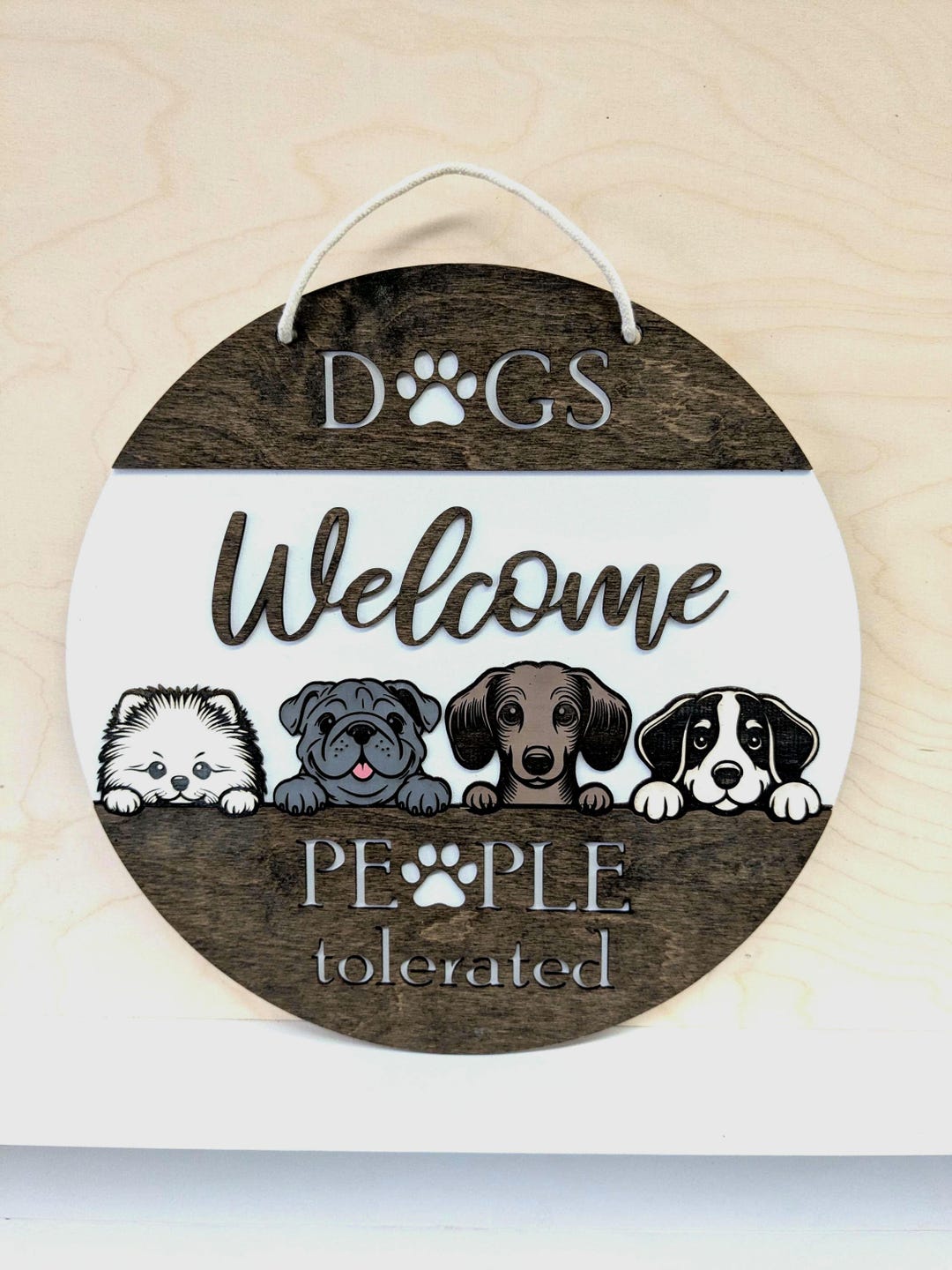 Wooden Dogs Welcome Sign, Front Door Hanger, Cute Puppy Entrance Décor ...