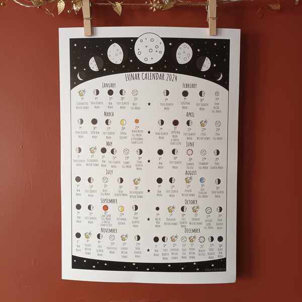 Lunar Calendar 2024 Printable Moon Phase Calendar 2024 Moon Calendar