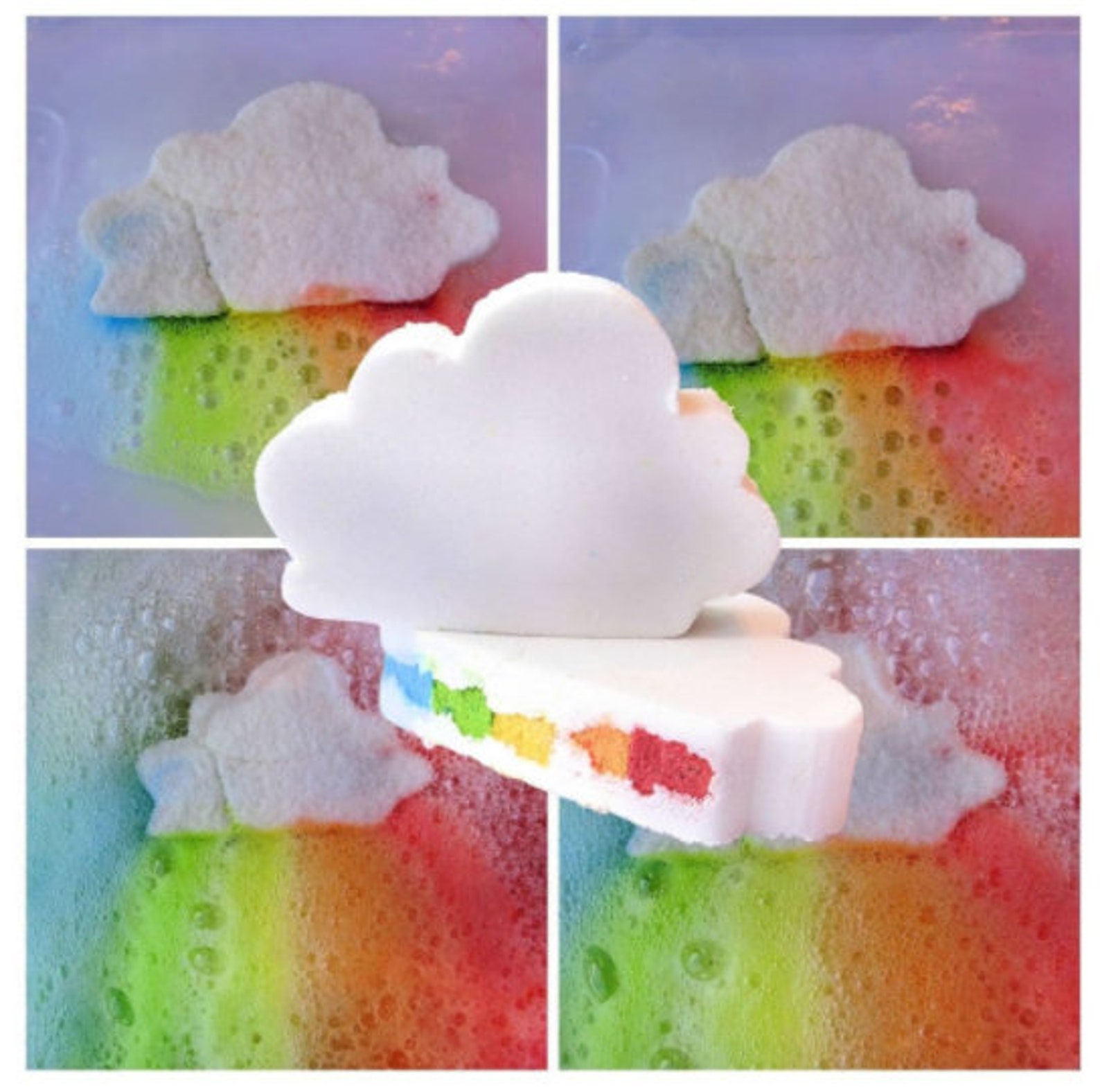 Rainbow Bath Bomb Cloud Bathbomb Colour Streaming Bath Etsy