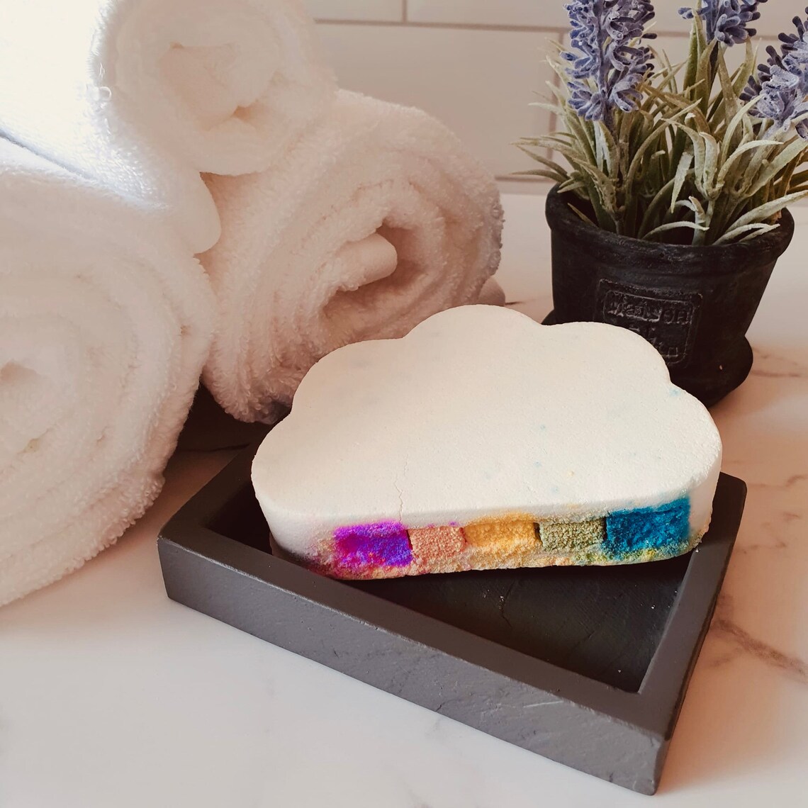 Rainbow Bath Bomb Cloud Bathbomb Colour Streaming Bath Etsy