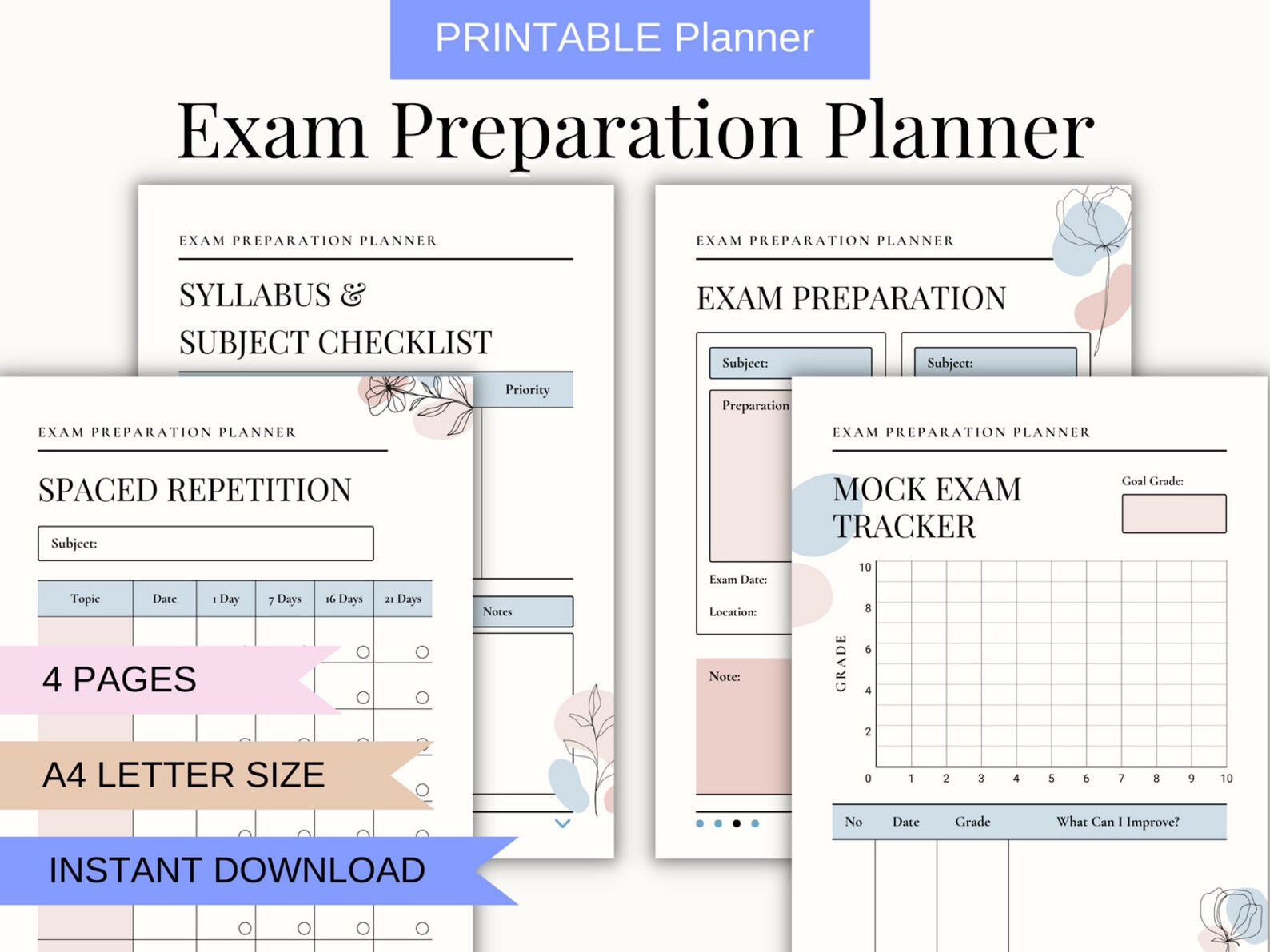 Exam Preparation Planner Printable Undated Student Planner - Etsy