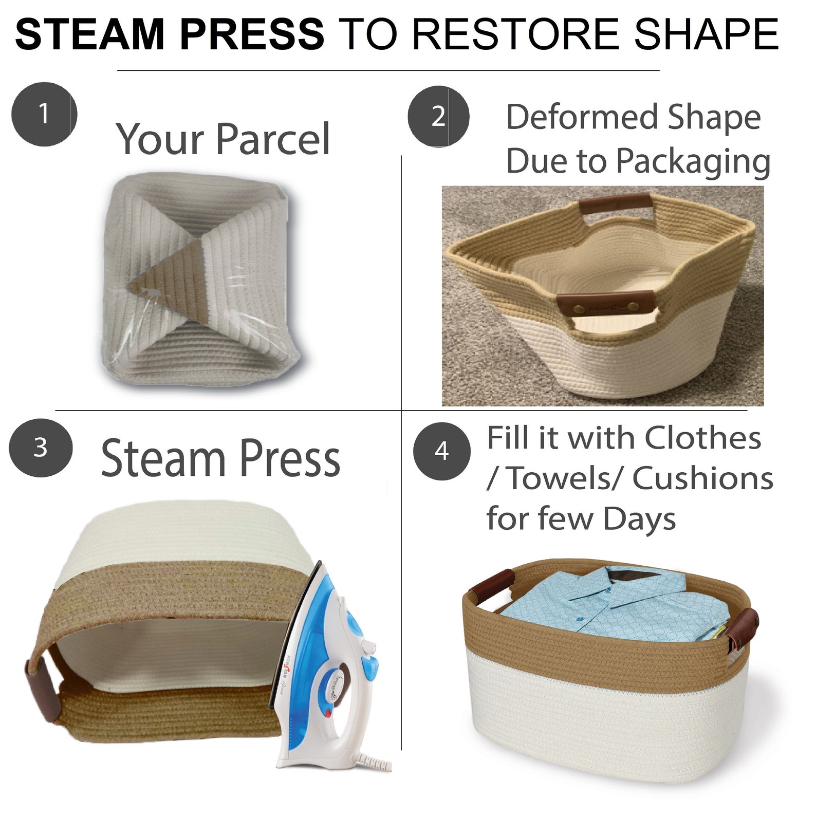 Juego de cestas de cuerda de algodón de 3 / Cesta decorativa | Etsy