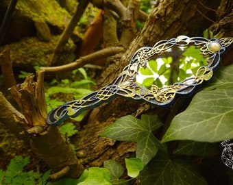 Miroir à main de style Art Nouveau elfique