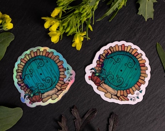 Halfling Door Stickers | Fairy Door Stickers | Laminated Vinyl Stickers | Whimsical | Cottagecore