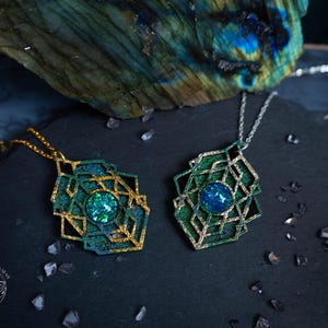 Dwarven Color Shift Gemstone Medallion Pendant Necklace