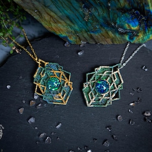 Dwarven Color Shift Gemstone Medallion Pendant Necklace image 4